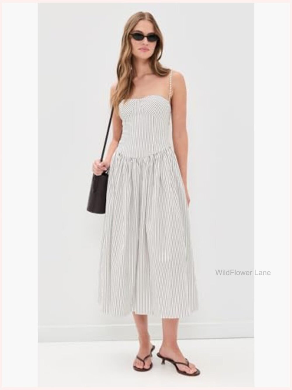 Square neck midi dress with adjustable straps - Picture 5 of 6